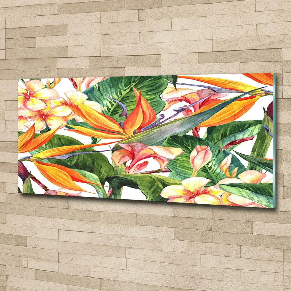 Tableau photo sur verre Fleurs tropicales