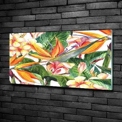 Tableau photo sur verre Fleurs tropicales