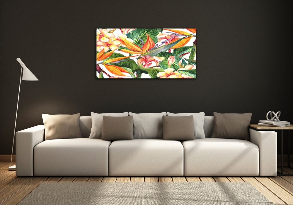 Tableau photo sur verre Fleurs tropicales