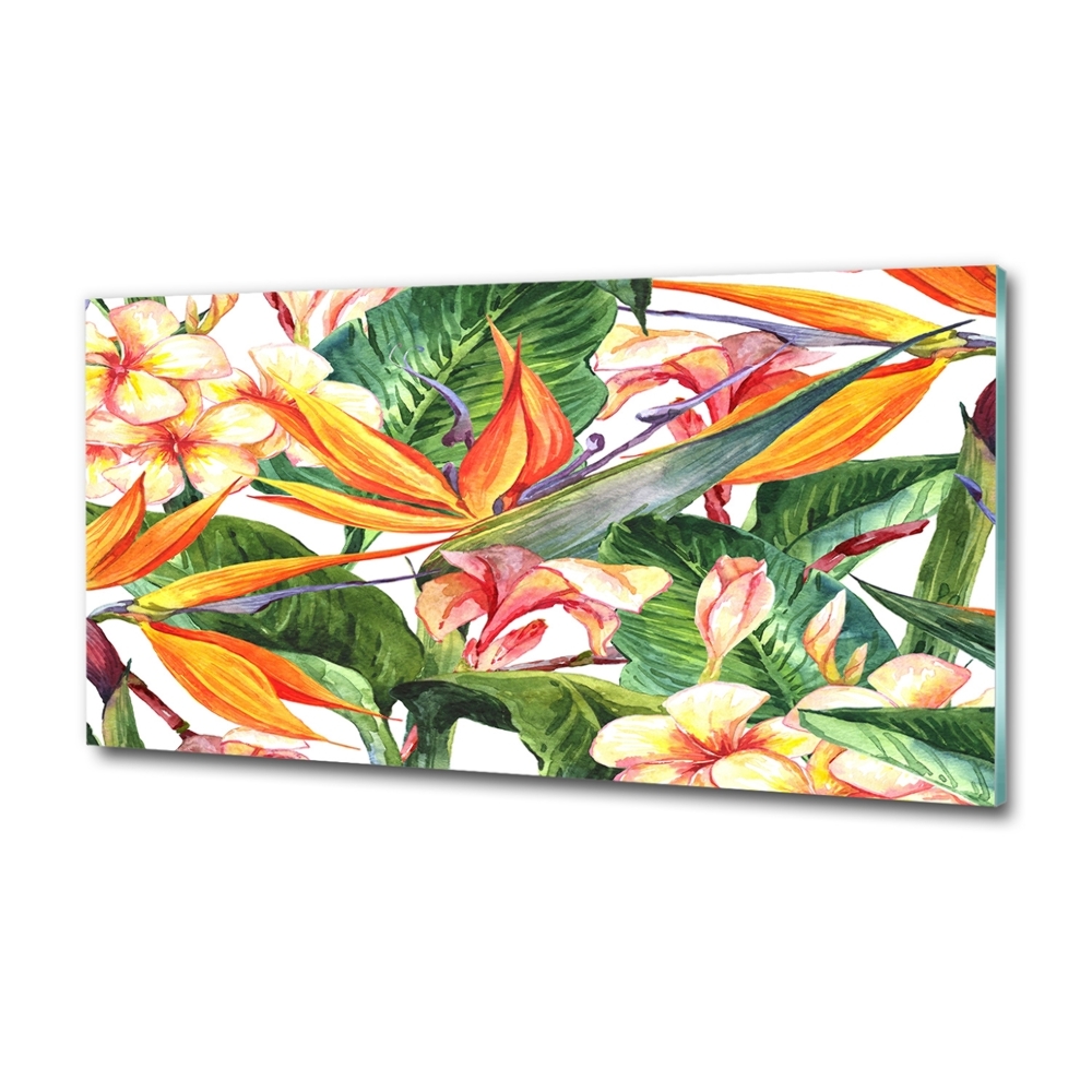 Tableau photo sur verre Fleurs tropicales