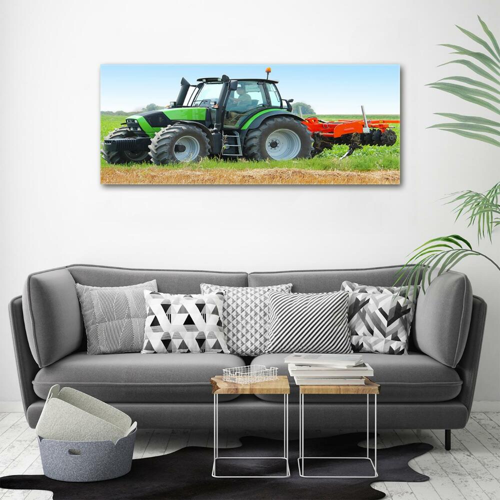 Tableau photo sur verre Tracteur dans un champ