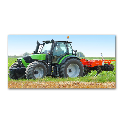 Tableau photo sur verre Tracteur dans un champ