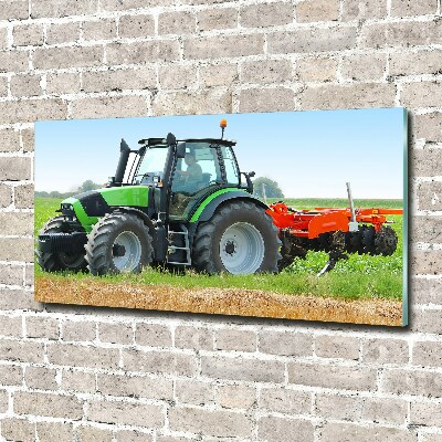 Tableau photo sur verre Tracteur dans un champ