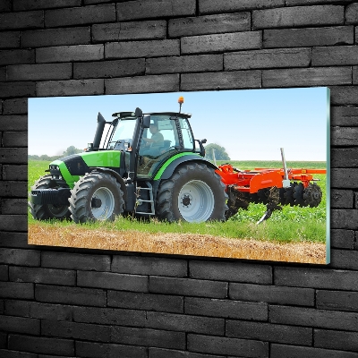 Tableau photo sur verre Tracteur dans un champ