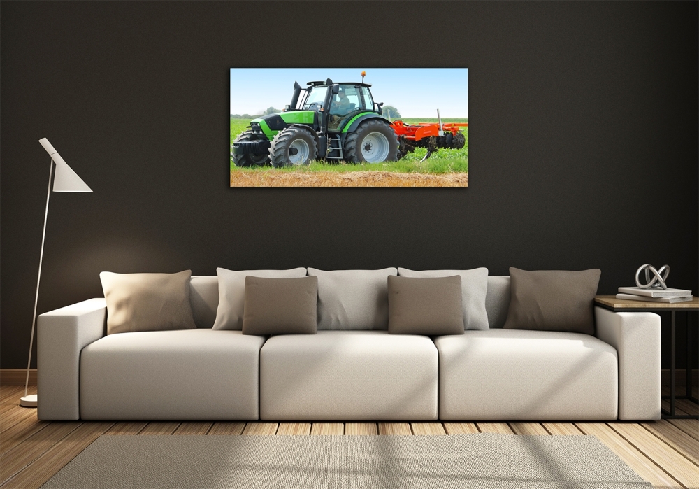 Tableau photo sur verre Tracteur dans un champ