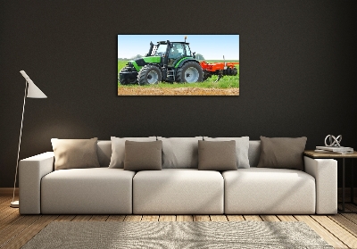 Tableau photo sur verre Tracteur dans un champ