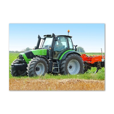 Tableau photo sur verre Tracteur dans un champ