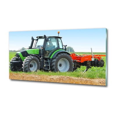 Tableau photo sur verre Tracteur dans un champ