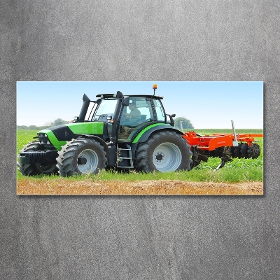 Tableau photo sur verre Tracteur dans un champ