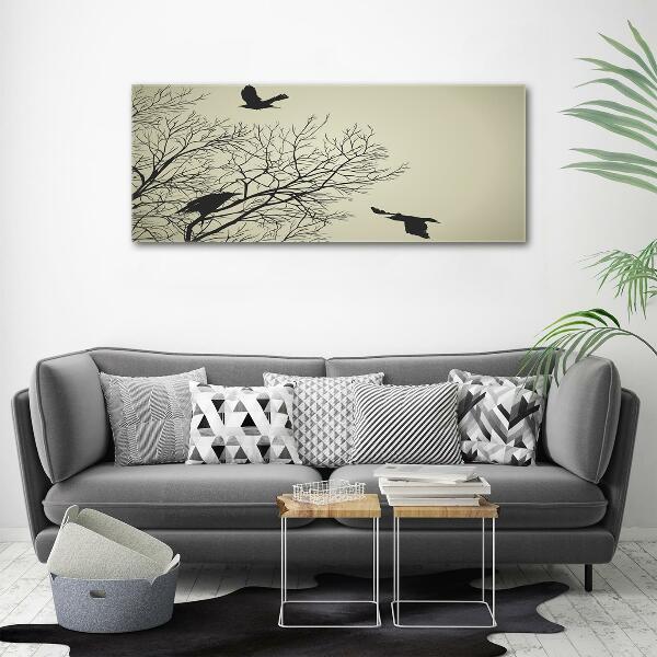 Tableau sur verre Corbeaux dans un arbre