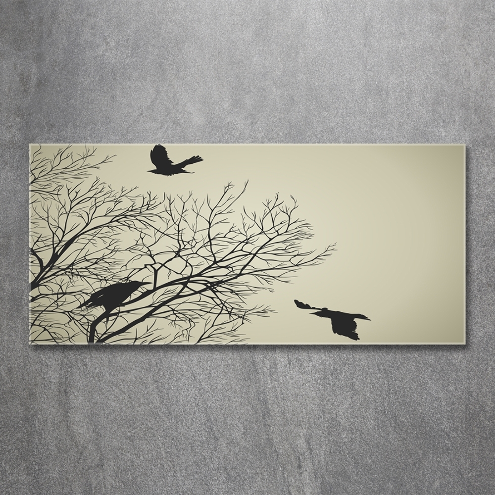 Tableau sur verre Corbeaux dans un arbre