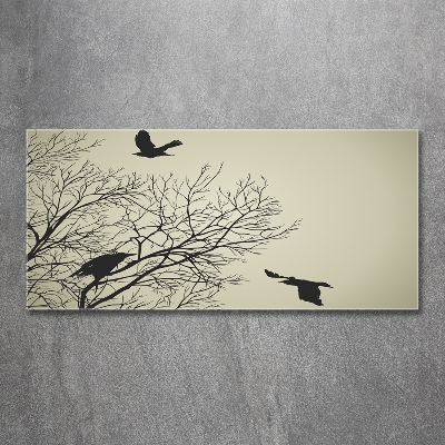 Tableau sur verre Corbeaux dans un arbre