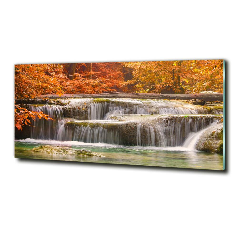 Tableau photo sur verre Chute d'eau en automne