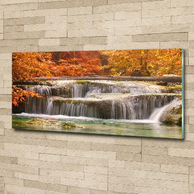 Tableau photo sur verre Chute d'eau en automne