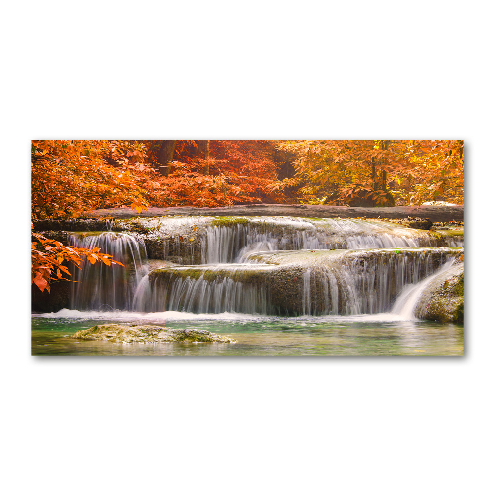 Tableau photo sur verre Chute d'eau en automne