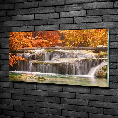 Tableau photo sur verre Chute d'eau en automne