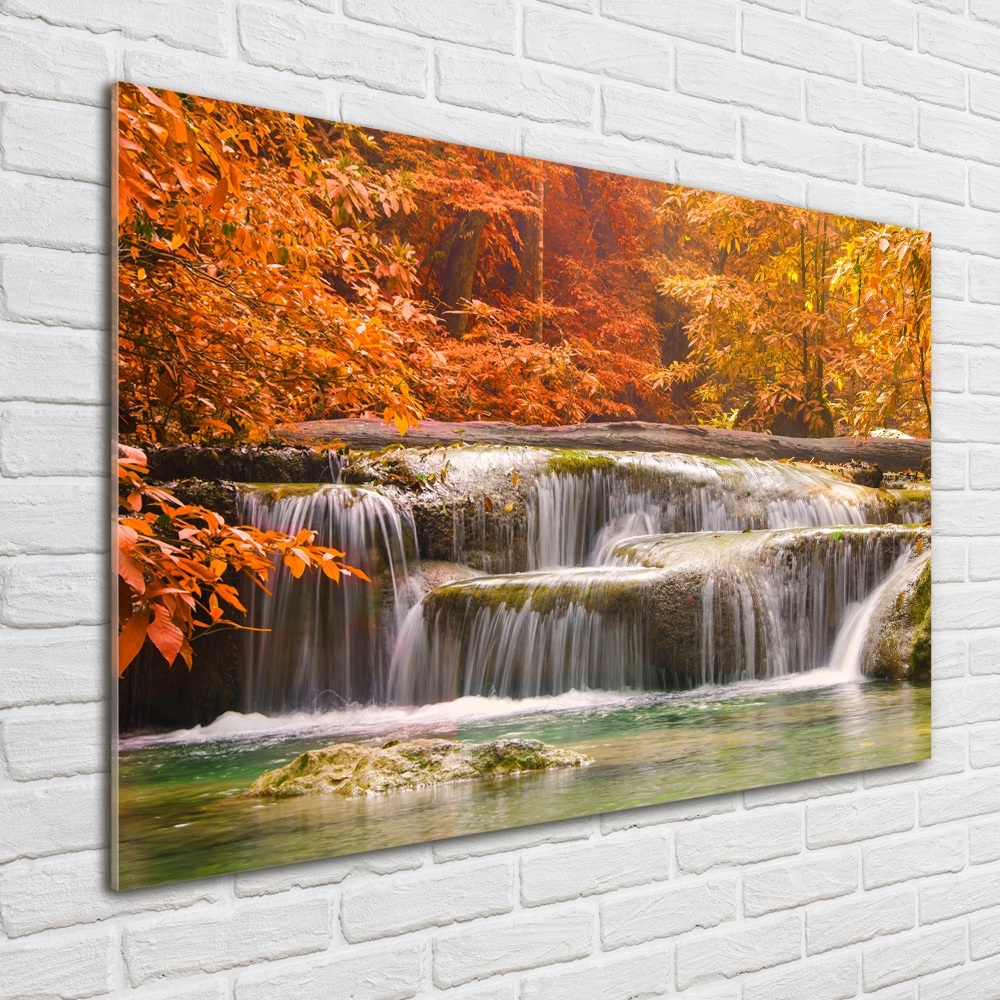 Tableau photo sur verre Chute d'eau en automne