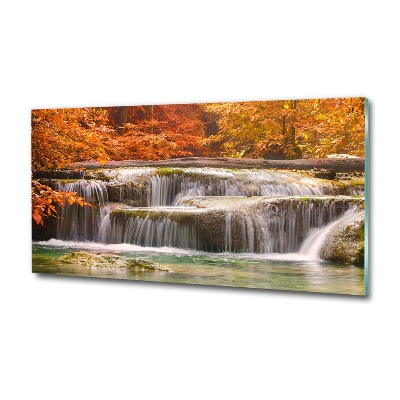 Tableau photo sur verre Chute d'eau en automne