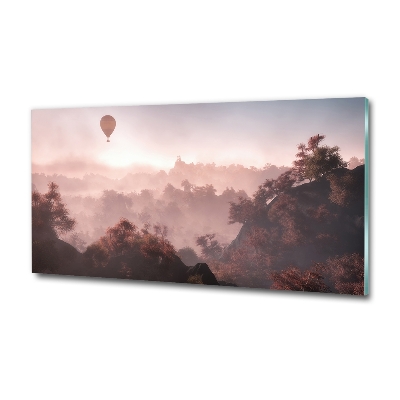 Tableau photo sur verre Ballon au-dessus de la forêt