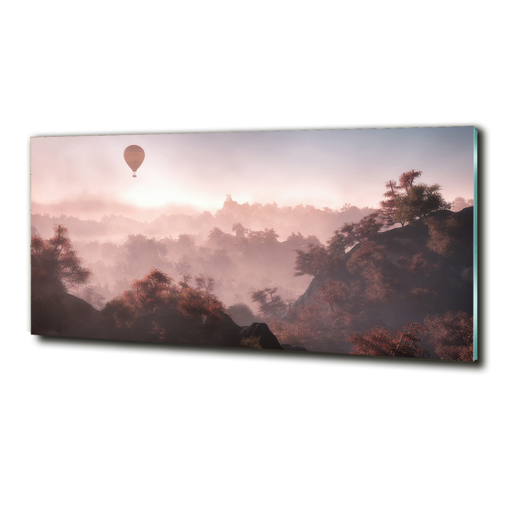 Tableau photo sur verre Ballon au-dessus de la forêt