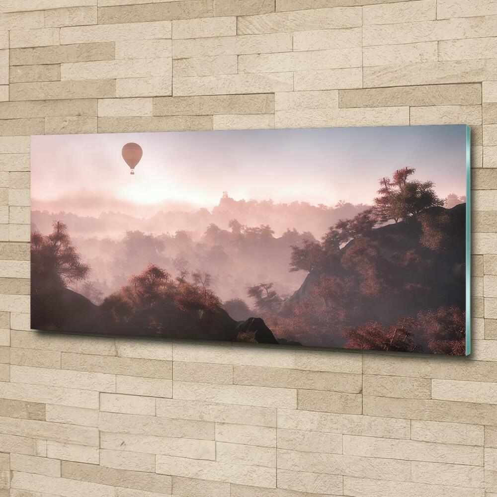 Tableau photo sur verre Ballon au-dessus de la forêt