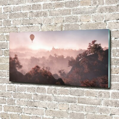 Tableau photo sur verre Ballon au-dessus de la forêt