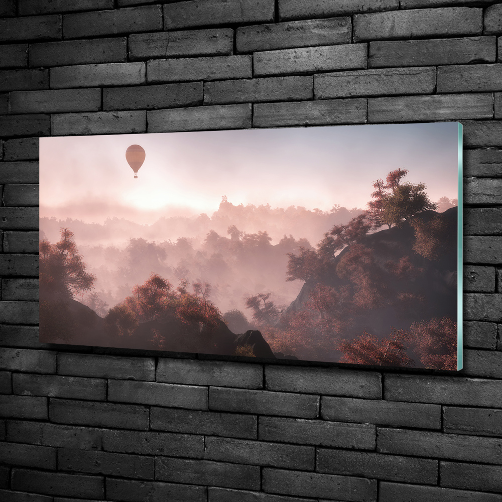 Tableau photo sur verre Ballon au-dessus de la forêt