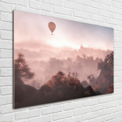 Tableau photo sur verre Ballon au-dessus de la forêt