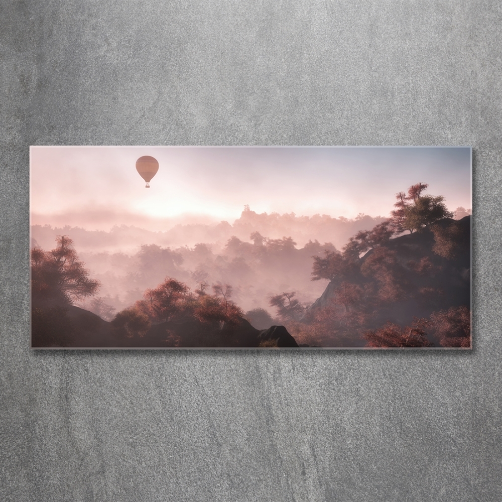 Tableau photo sur verre Ballon au-dessus de la forêt