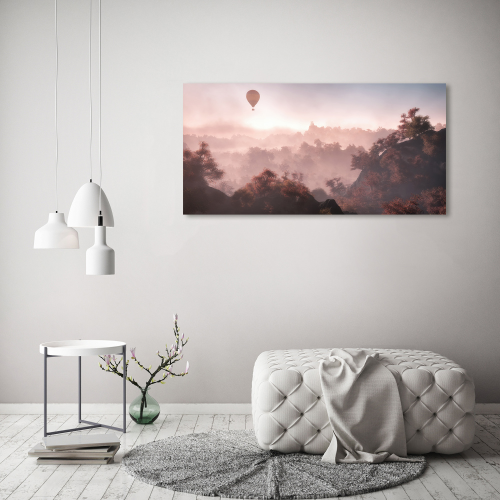 Tableau photo sur verre Ballon au-dessus de la forêt