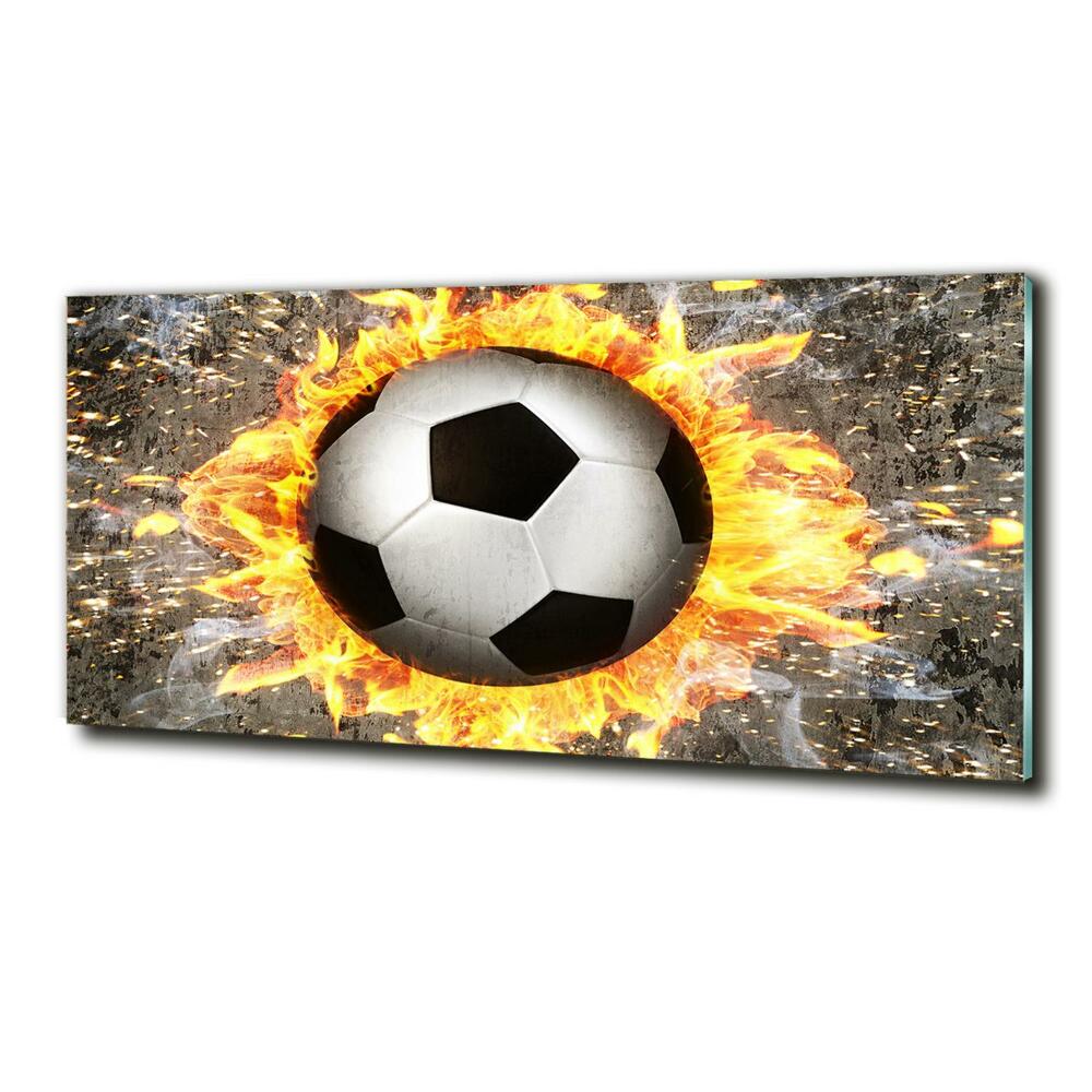 Tableau sur verre Football enflammé