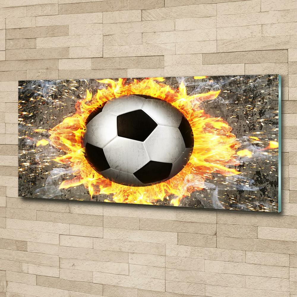 Tableau sur verre Football enflammé