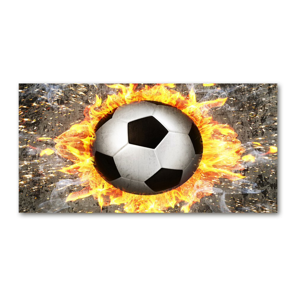 Tableau sur verre Football enflammé