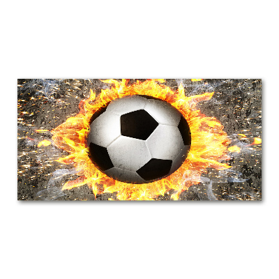 Tableau sur verre Football enflammé