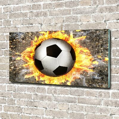 Tableau sur verre Football enflammé