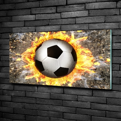 Tableau sur verre Football enflammé