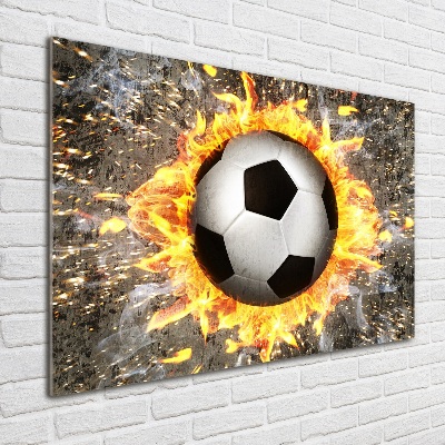 Tableau sur verre Football enflammé