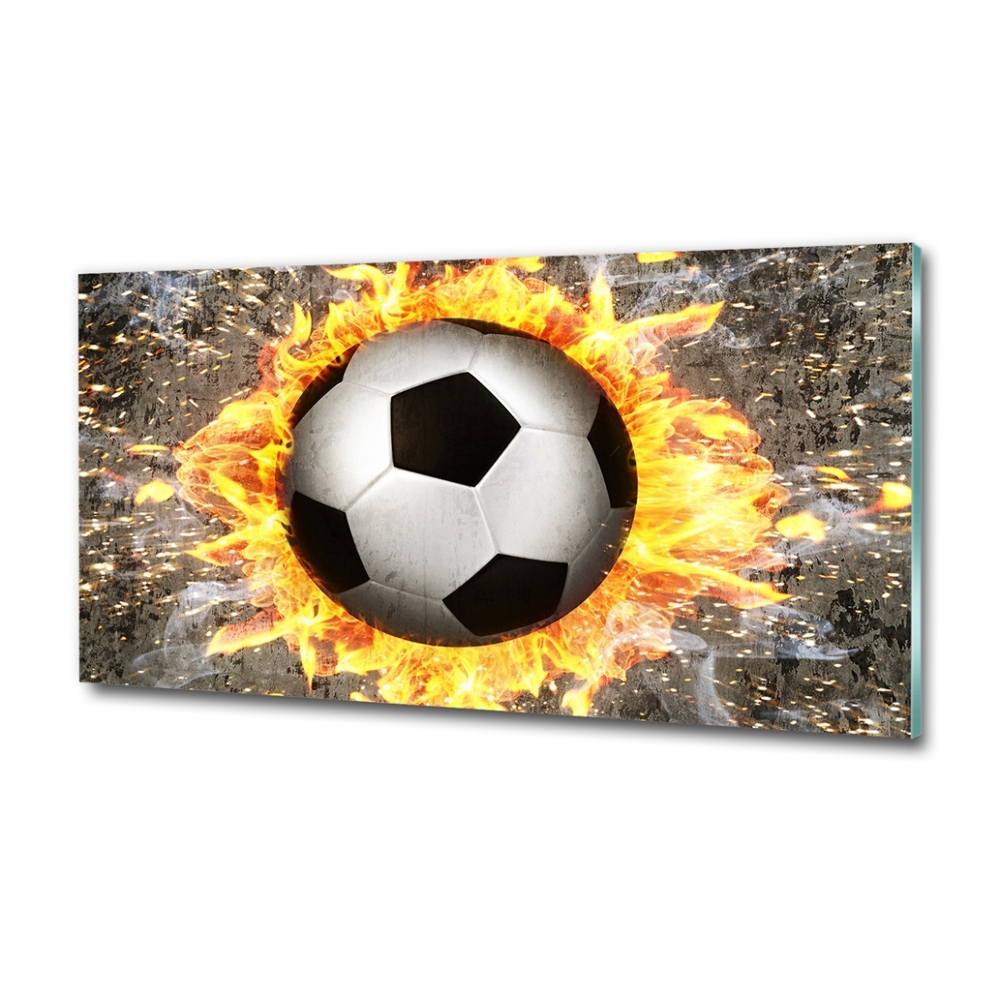 Tableau sur verre Football enflammé