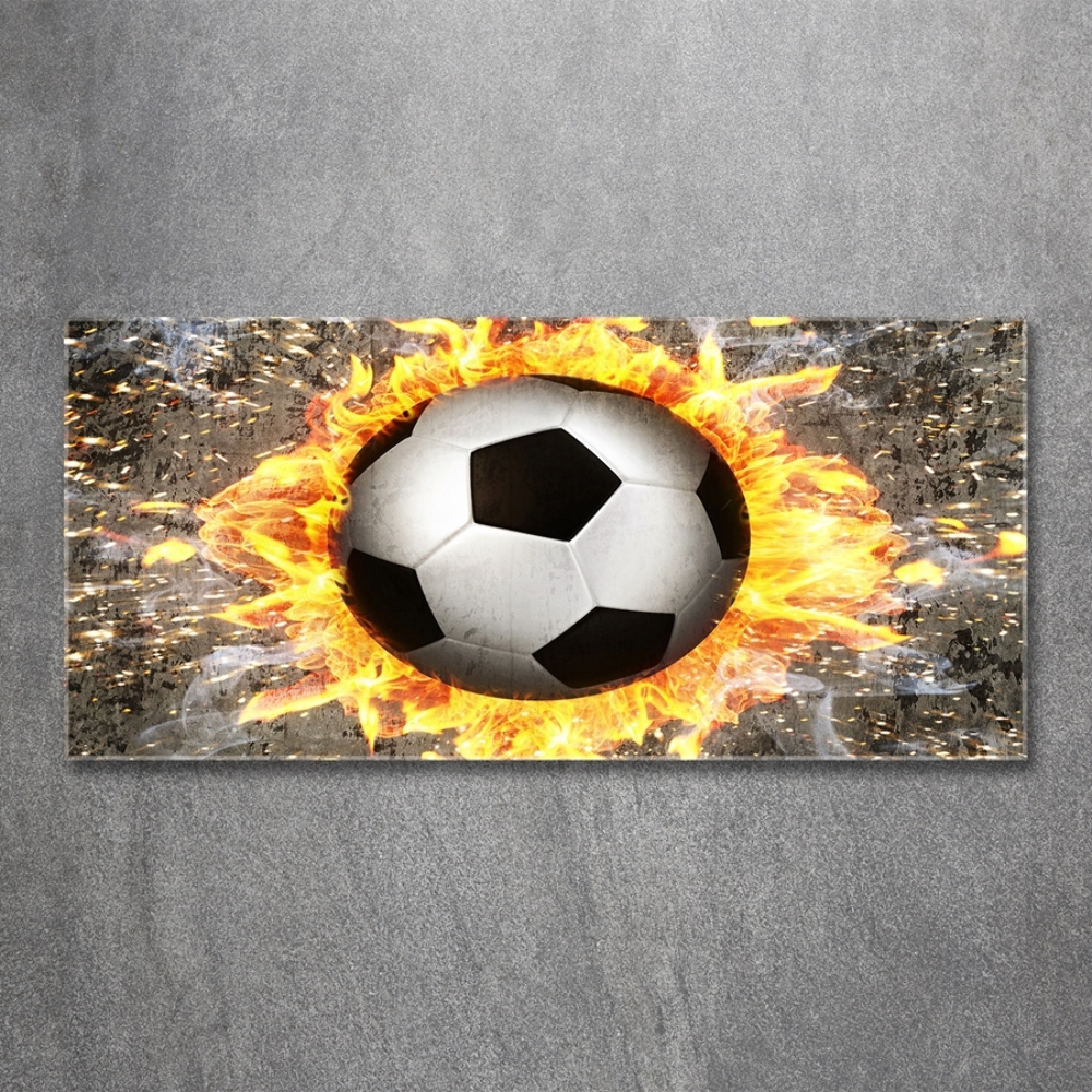 Tableau sur verre Football enflammé