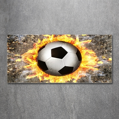 Tableau sur verre Football enflammé