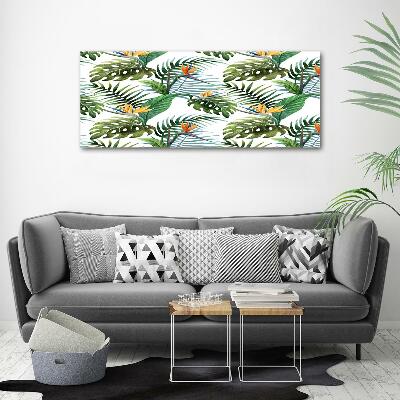 Tableau photo sur verre Feuilles de monstera exotique