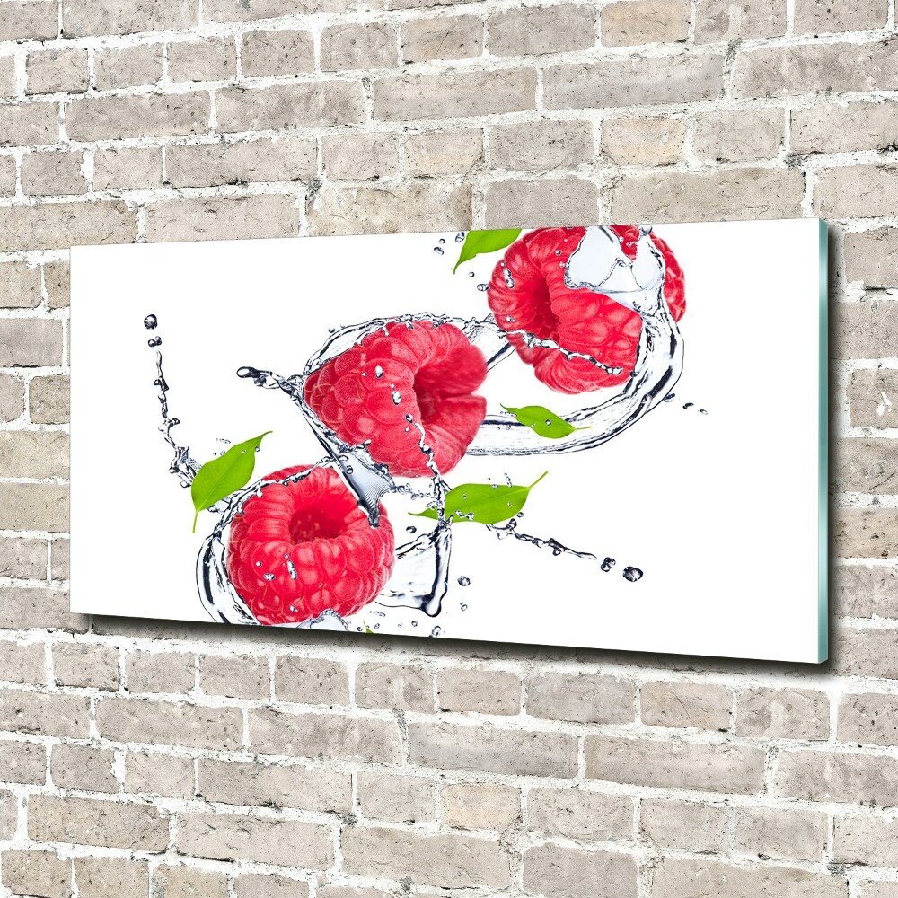 Tableau imprimé sur verre Framboise et eau