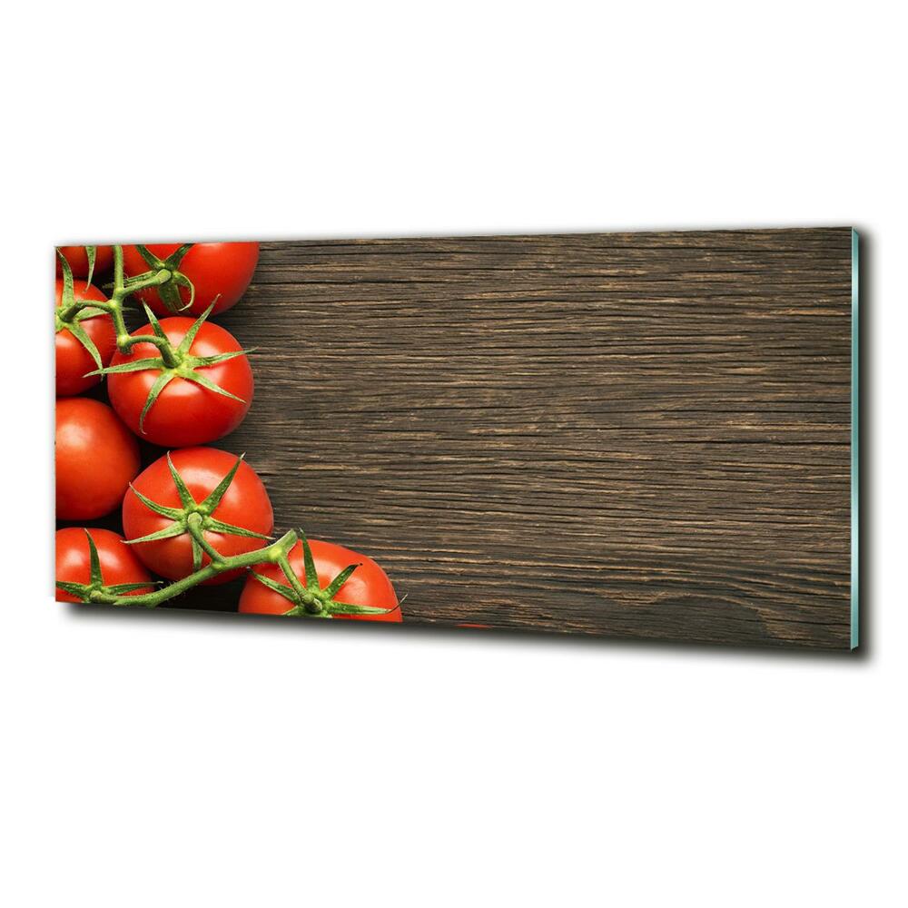 Tableau photo sur verre Tomates sur bois