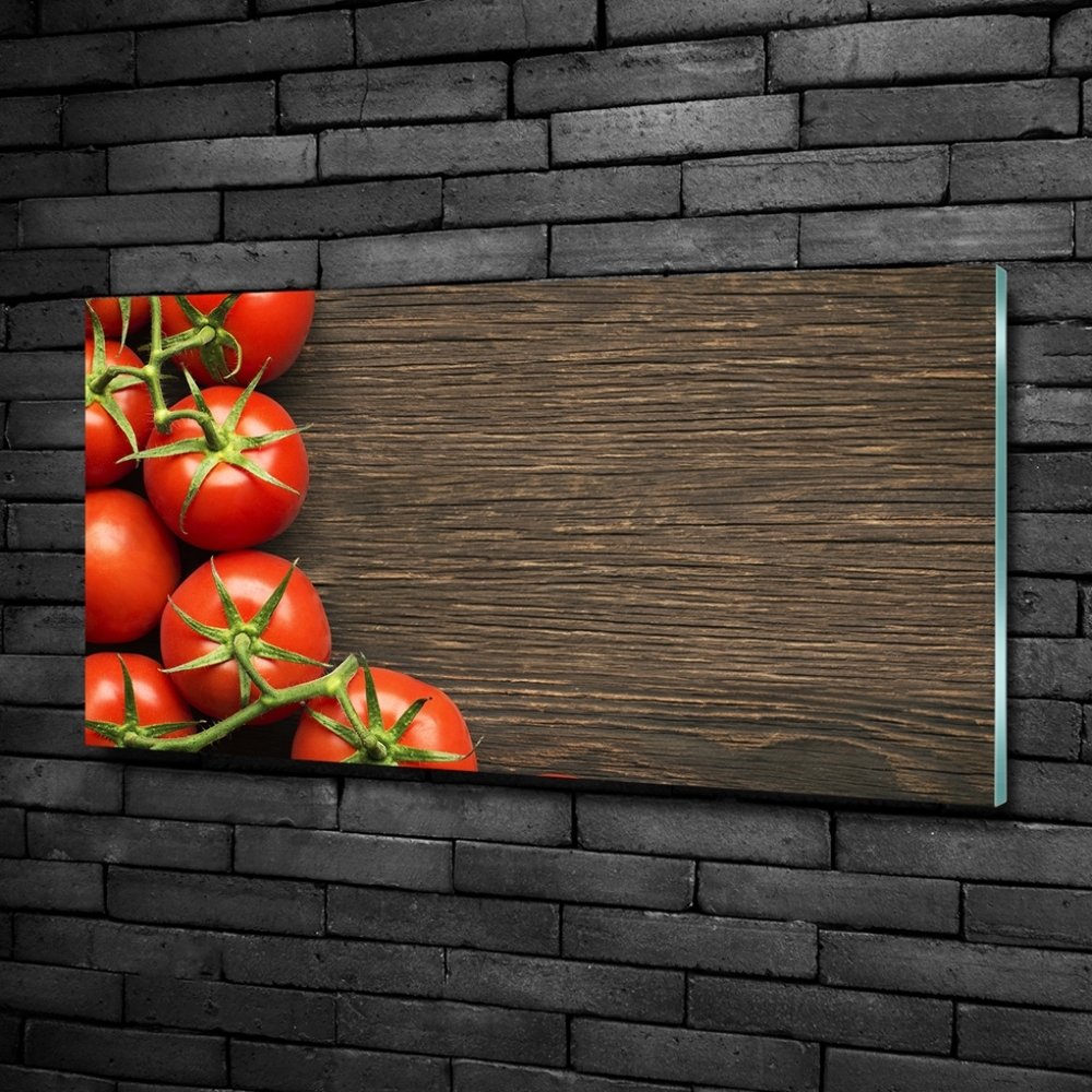 Tableau photo sur verre Tomates sur bois