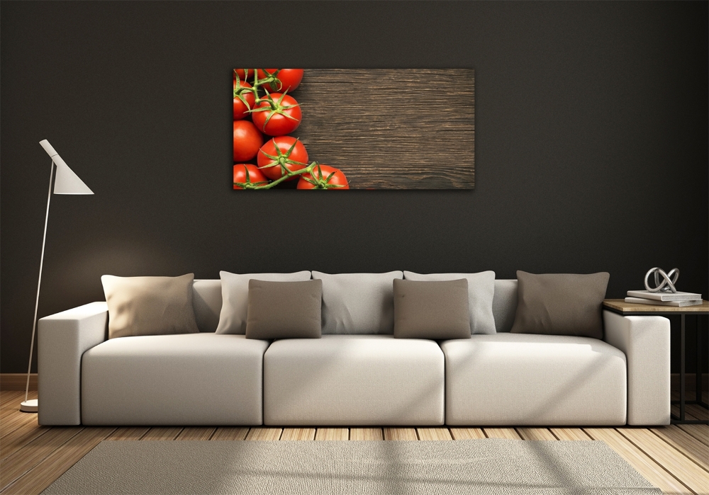 Tableau photo sur verre Tomates sur bois