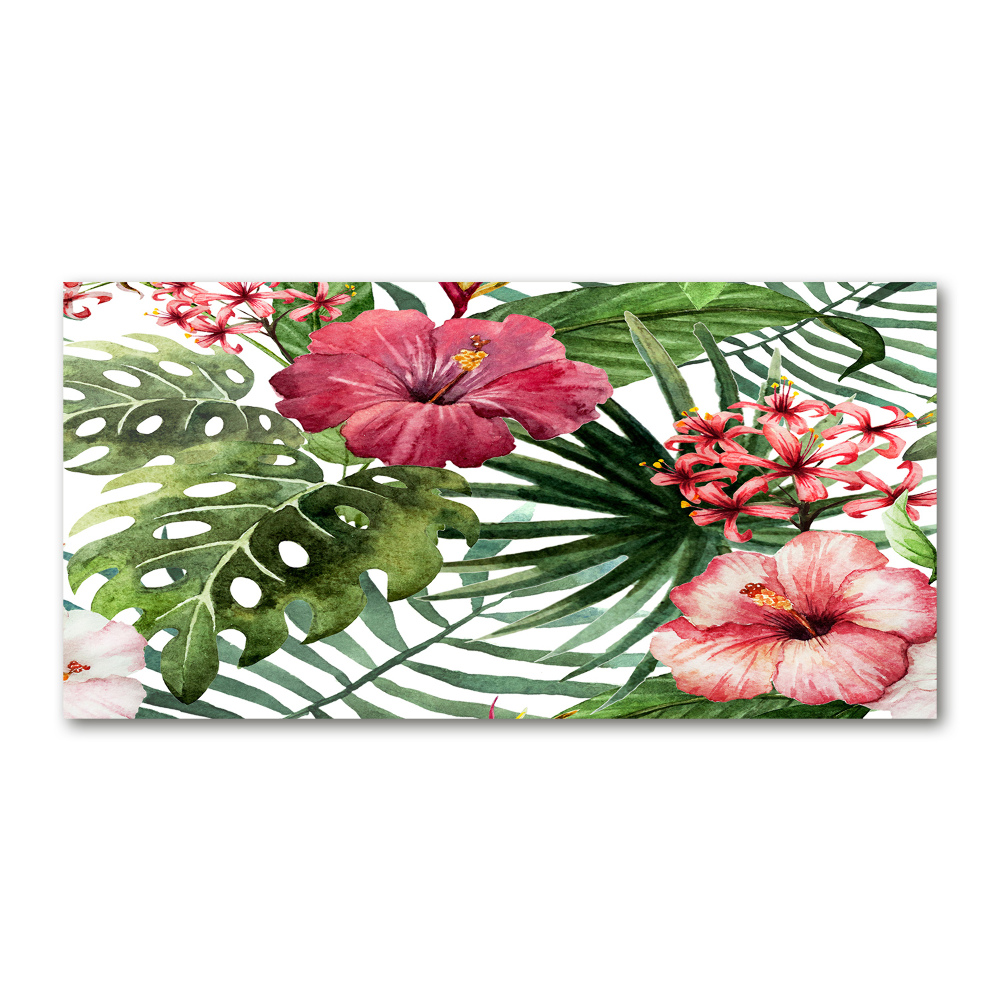 Tableau sur verre Fleurs tropicales