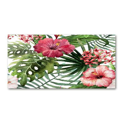 Tableau sur verre Fleurs tropicales