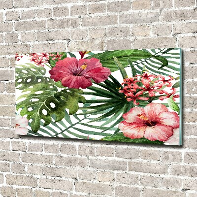 Tableau sur verre Fleurs tropicales