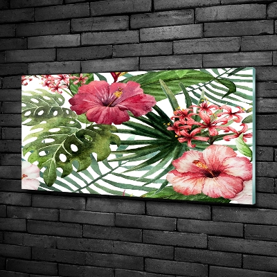 Tableau sur verre Fleurs tropicales