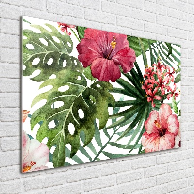 Tableau sur verre Fleurs tropicales